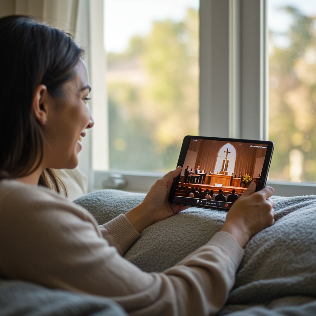 woman-watching-church-livestream